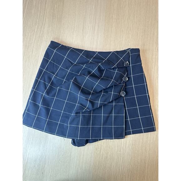 Zara Plaid Rushed Schoolgirl Skort Size Large 2134 - Picture 1 of 6